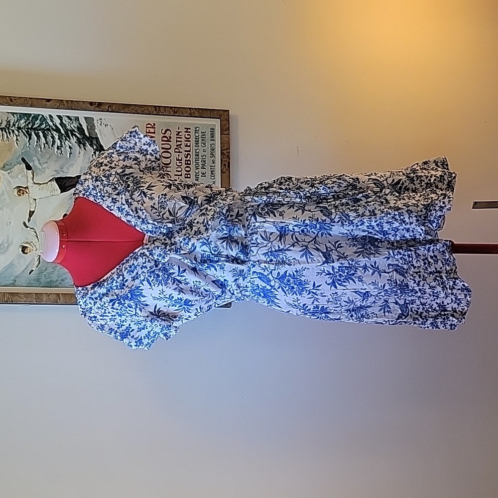 NWT Blue and White Porcelain Faux Wrap Dress